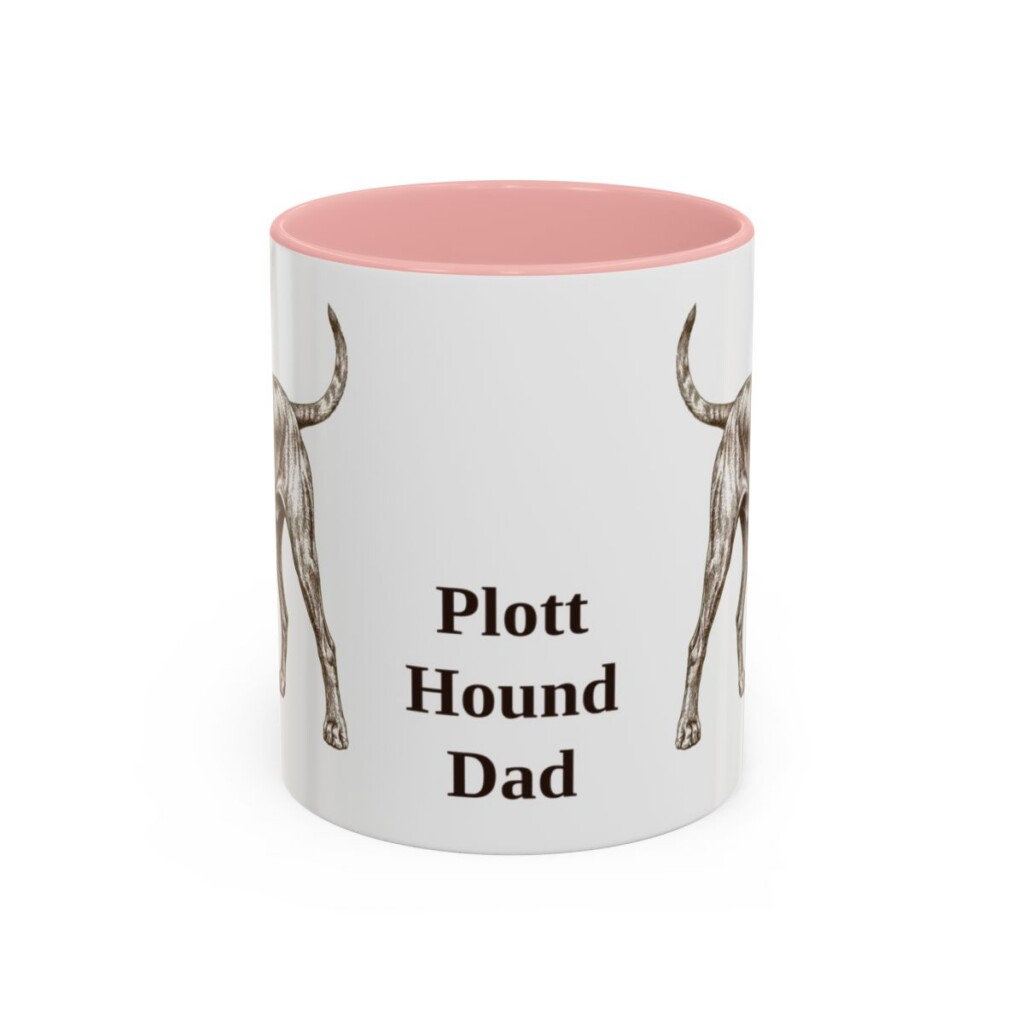 11oz Plott Hound Dog Dad Mug, Pink, front view