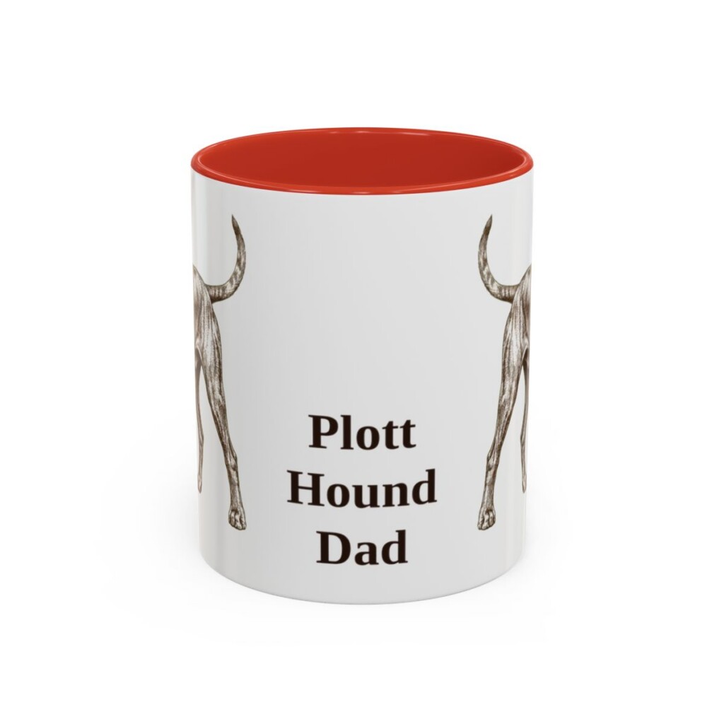11oz Plott Hound Dog Dad Mug, Red, front view