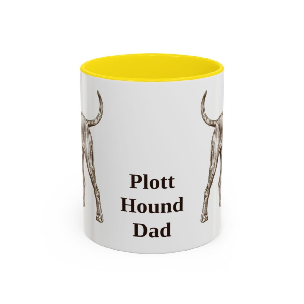 11oz Plott Hound Dog Dad Mug, Yellow, front view