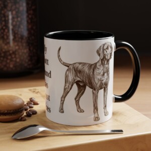 11oz Funny Plott Hound Mug, Black, lifestyle photo