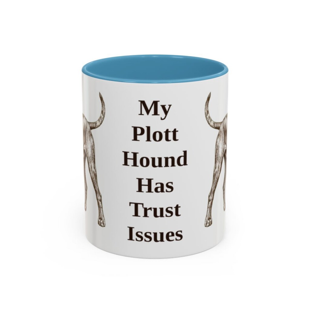 11oz Funny Plott Hound Mug, Light Blue, front view