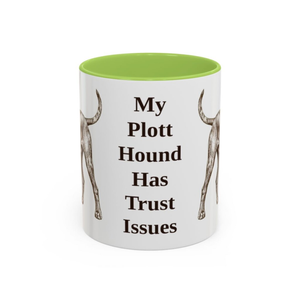 11oz Funny Plott Hound Mug, Light Green, front view