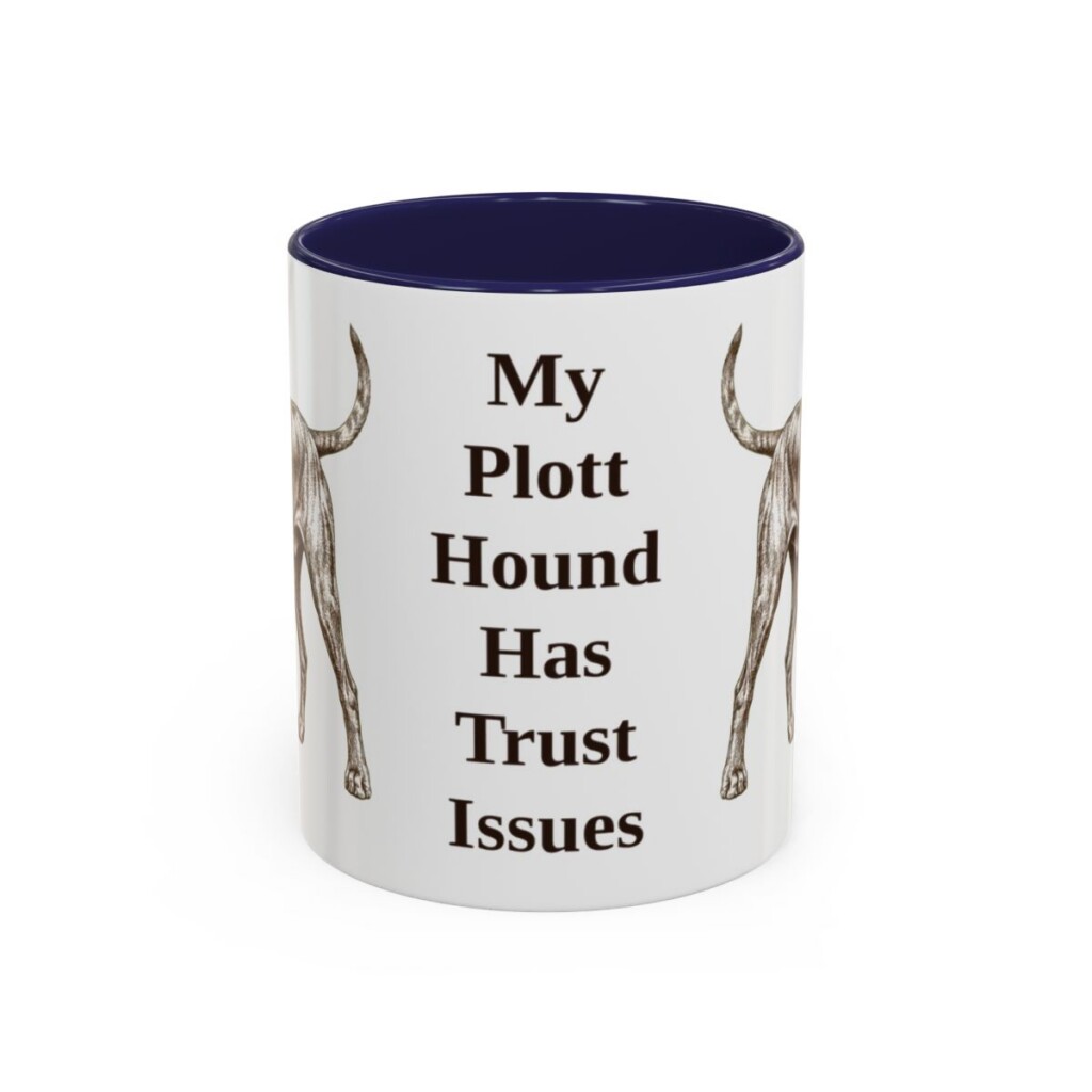 11oz Funny Plott Hound Mug, Navy, front view