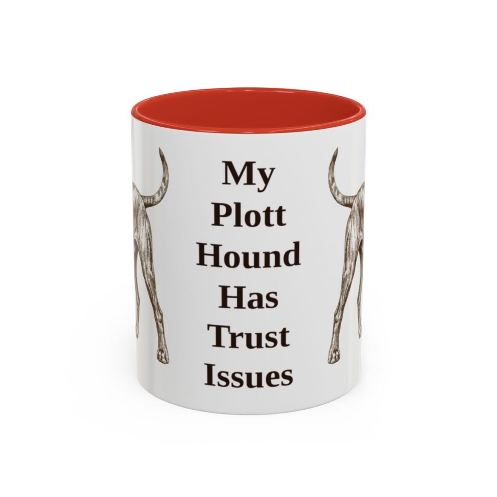 11oz Funny Plott Hound Mug, Red, front view