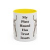 11oz Funny Plott Hound Mug, Yellow, front view