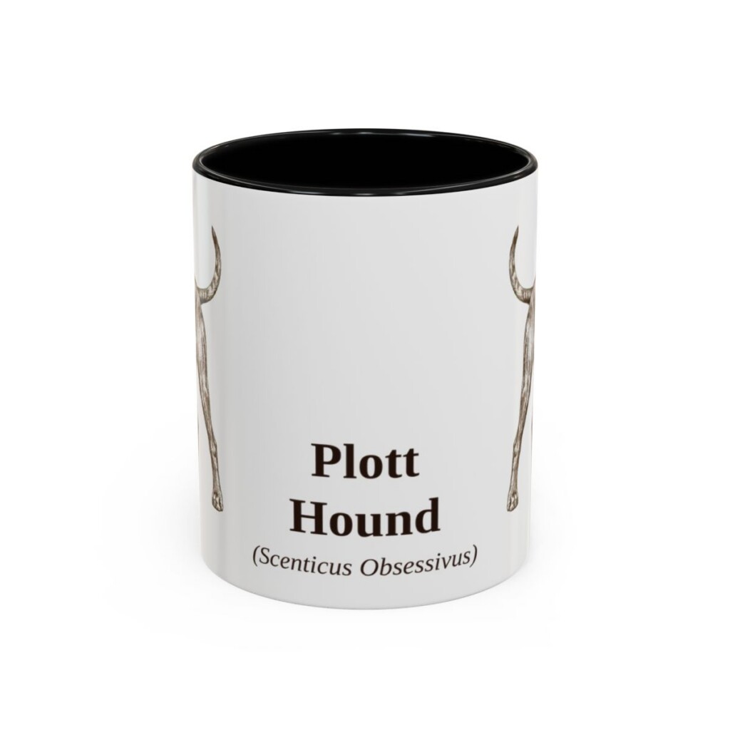 11oz Plott Hound Latin Mug, Black, front view