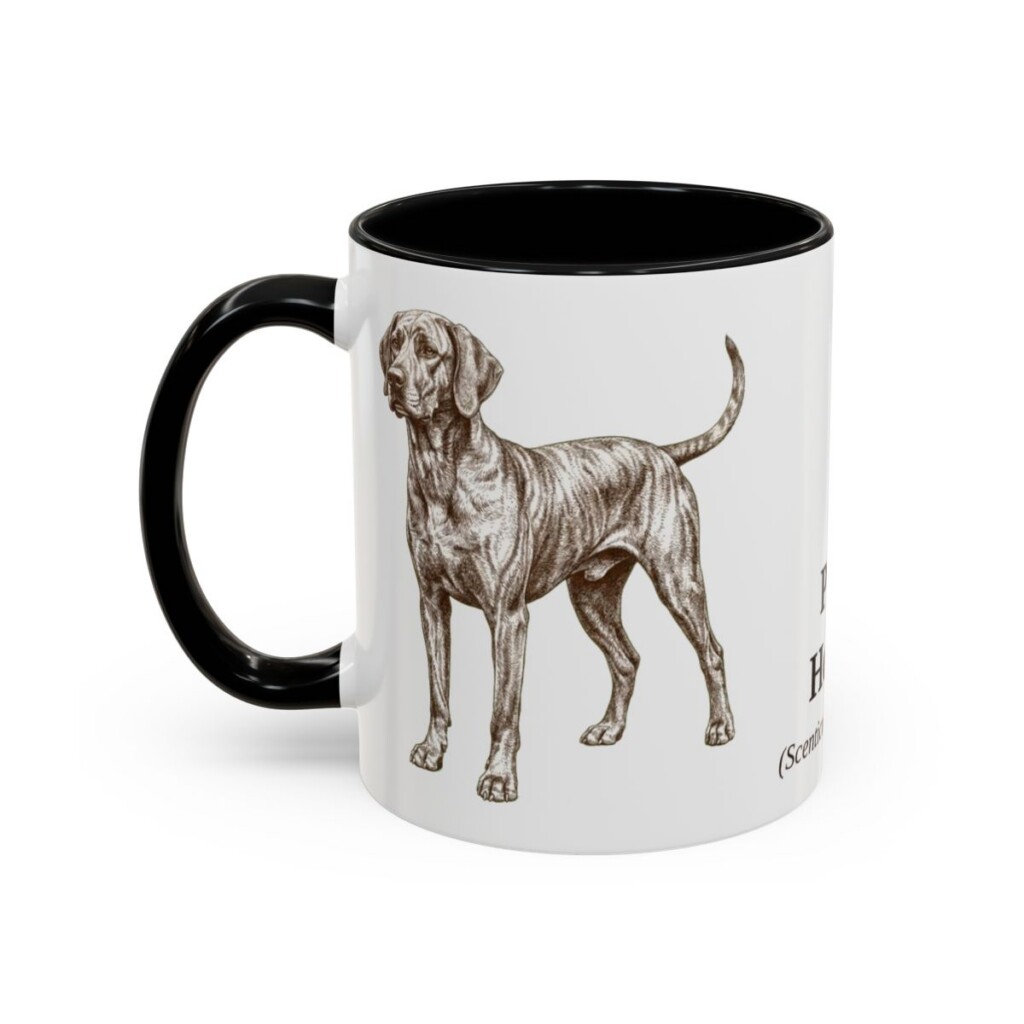 11oz Plott Hound Latin Mug, Black, left side view