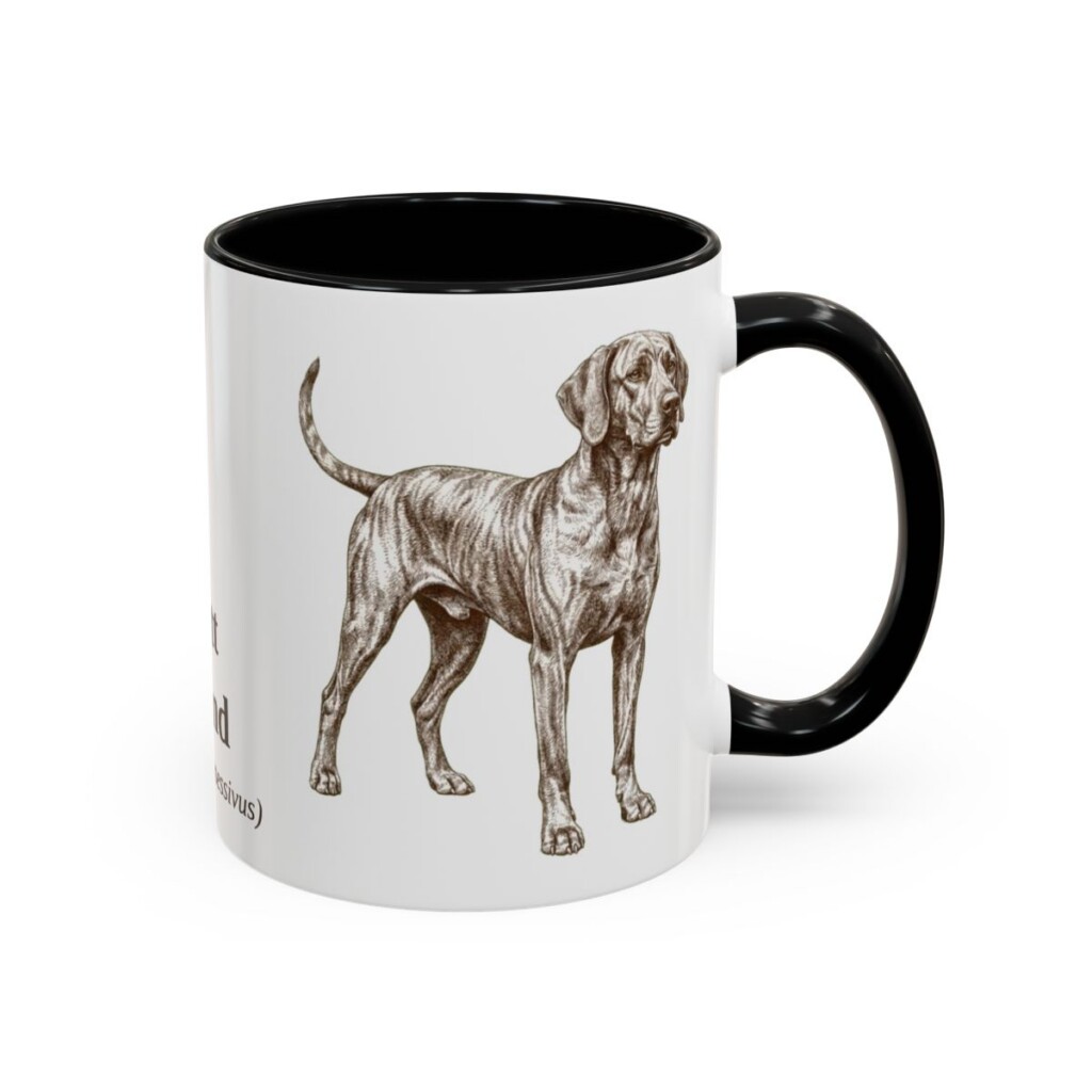11oz Plott Hound Latin Mug, Black, right side view
