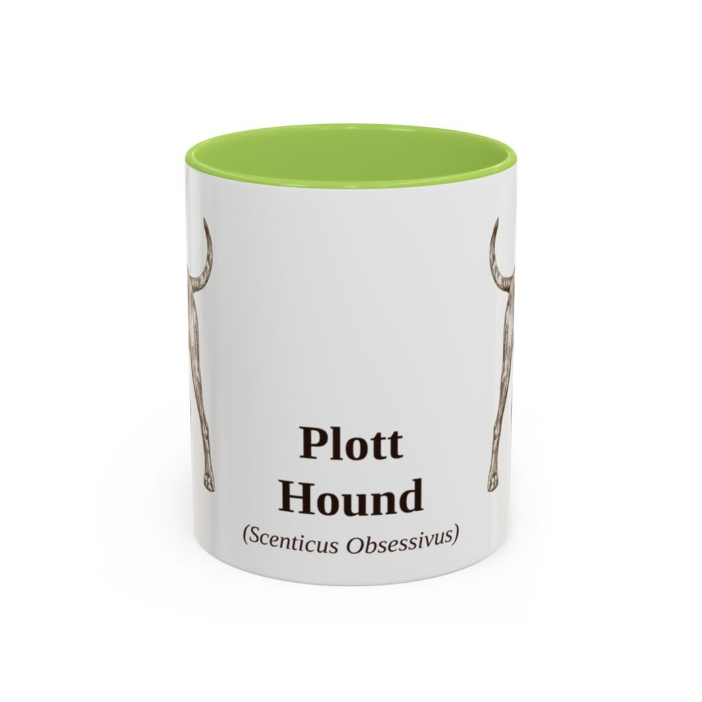 11oz Plott Hound Latin Mug, Light Green, front view