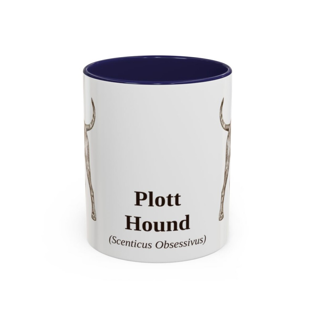 11oz Plott Hound Latin Mug, Navy, front view