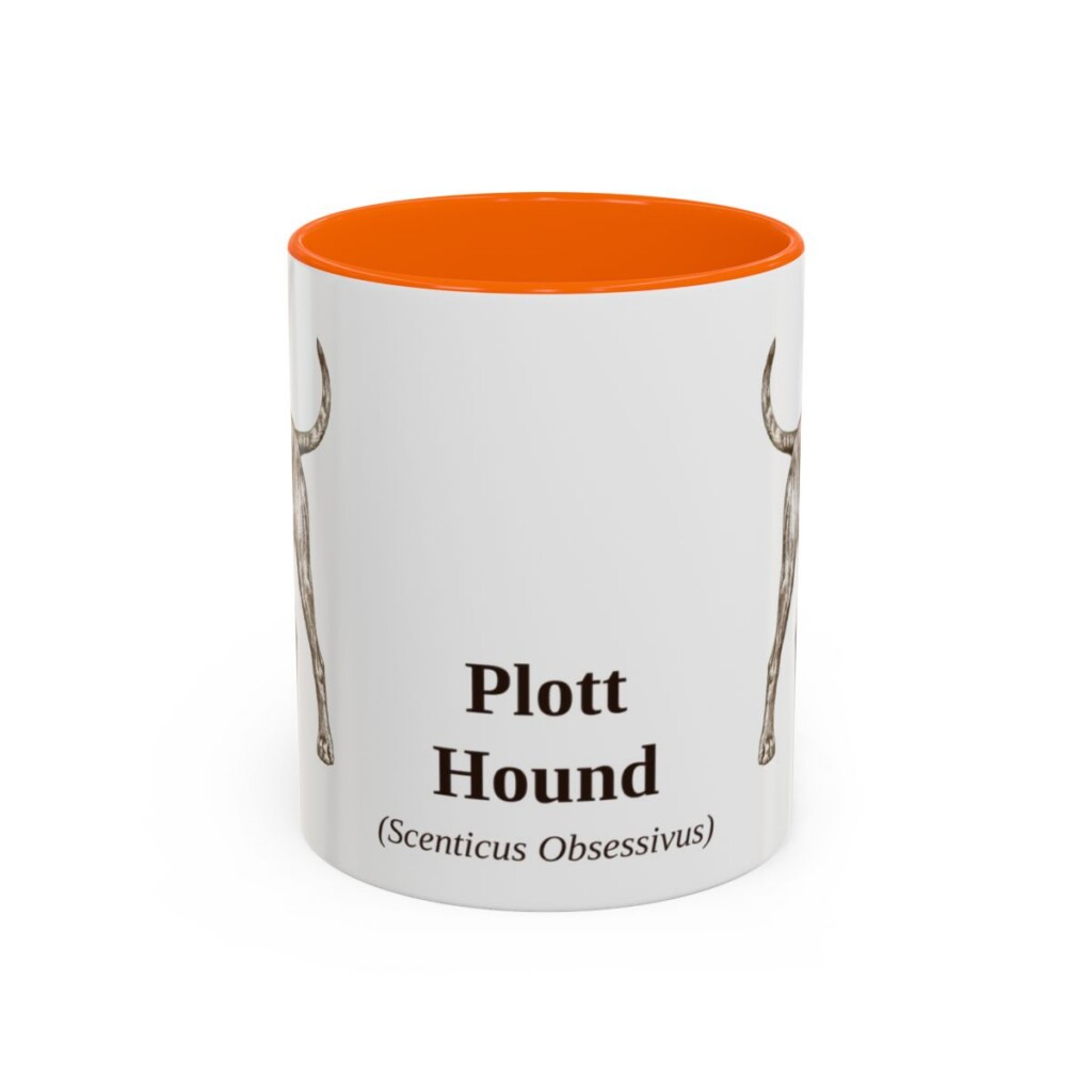 11oz Plott Hound Latin Mug, Orange, front view