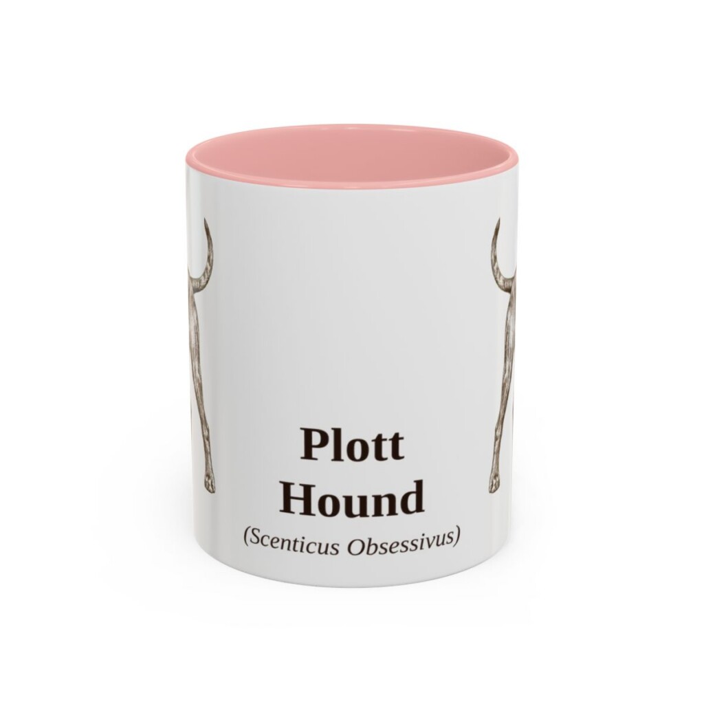 11oz Plott Hound Latin Mug, Pink, front view