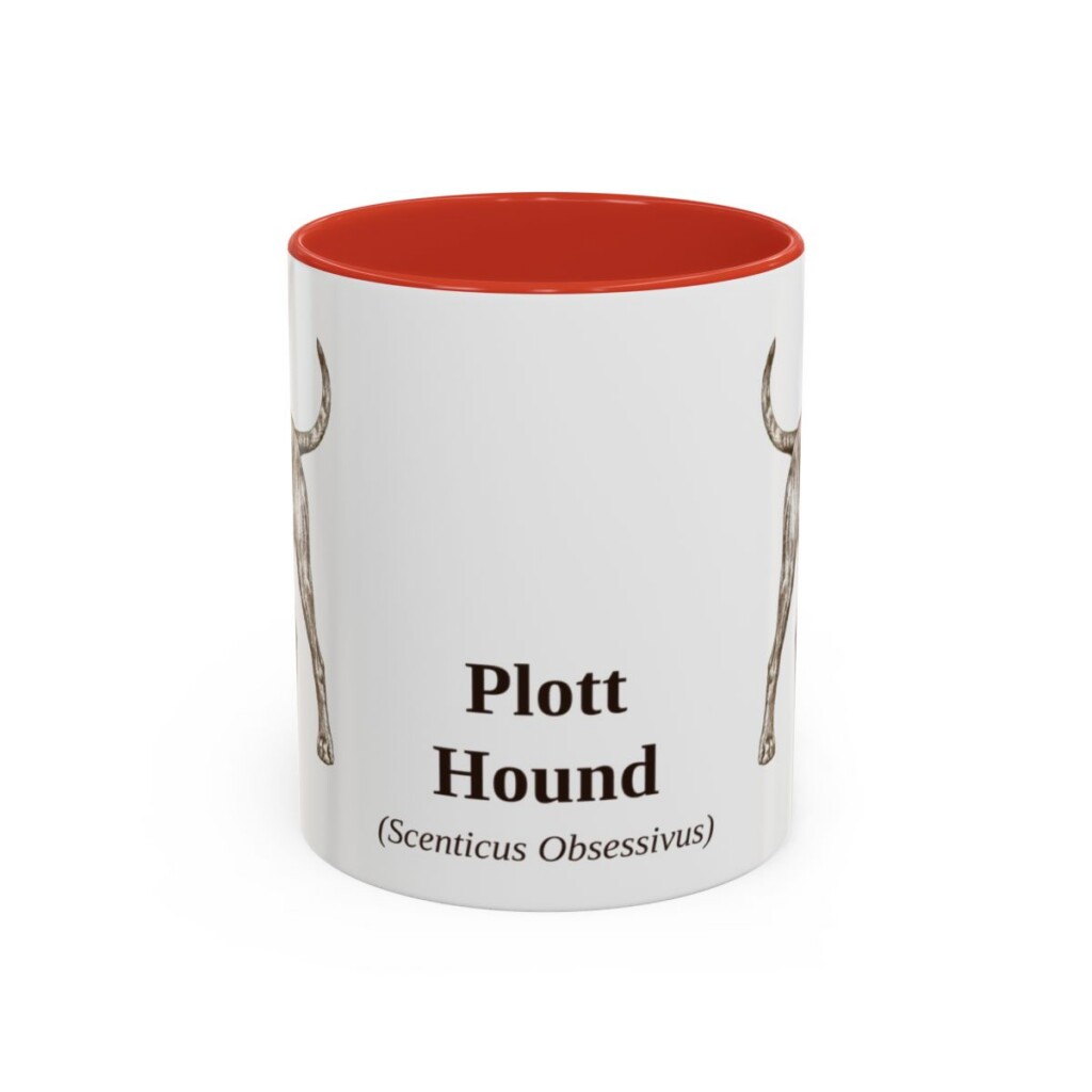 11oz Plott Hound Latin Mug, Red, front view