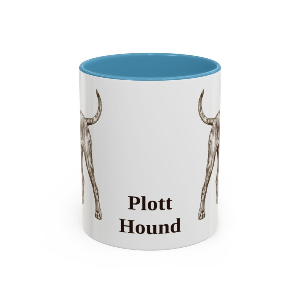 11oz Plott Hound Mug, Light Blue, front view