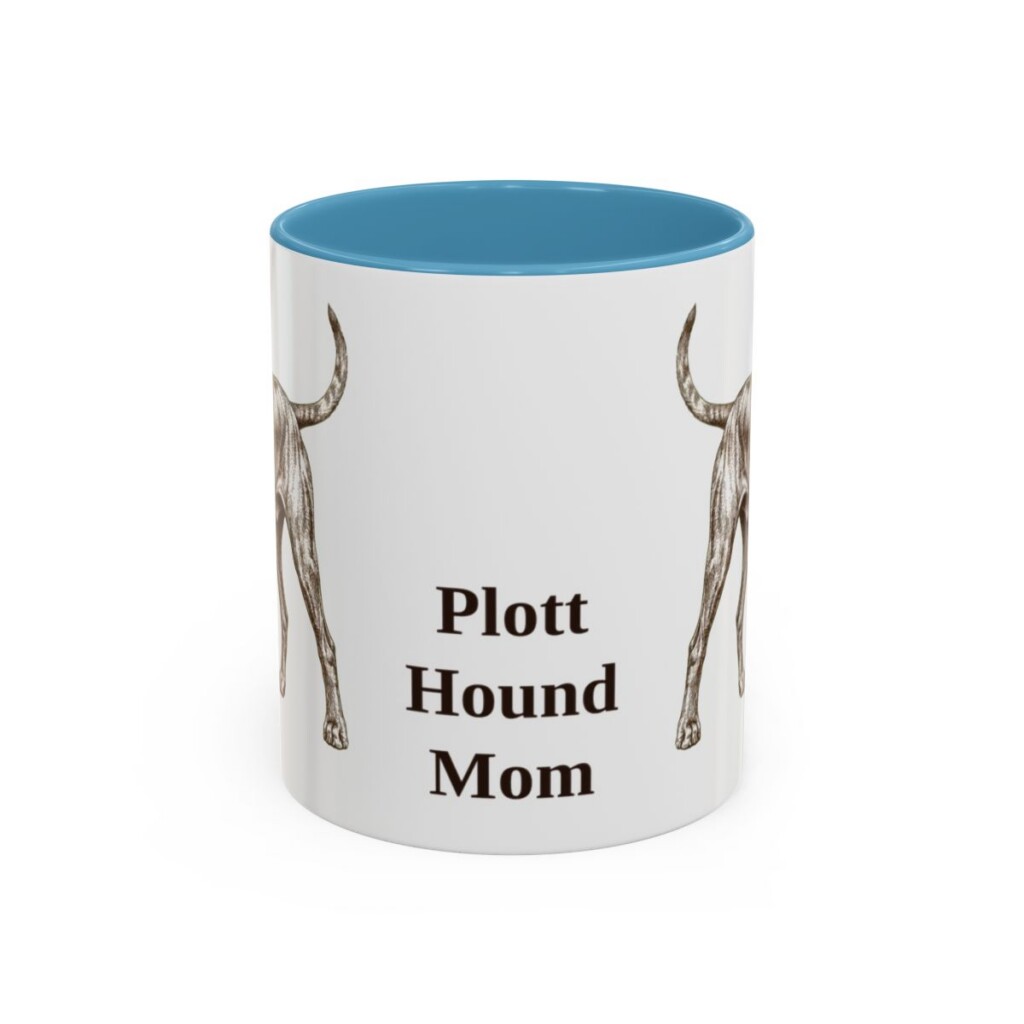 11oz Plott Hound Dog Mom Mug, Light Blue, front view