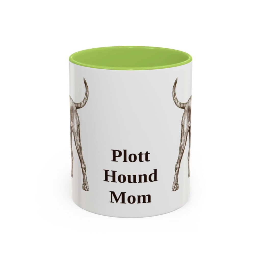11oz Plott Hound Dog Mom Mug, Light Green, front view