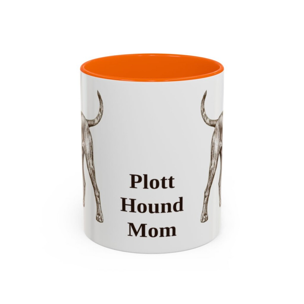 11oz Plott Hound Dog Mom Mug, Orange, front view