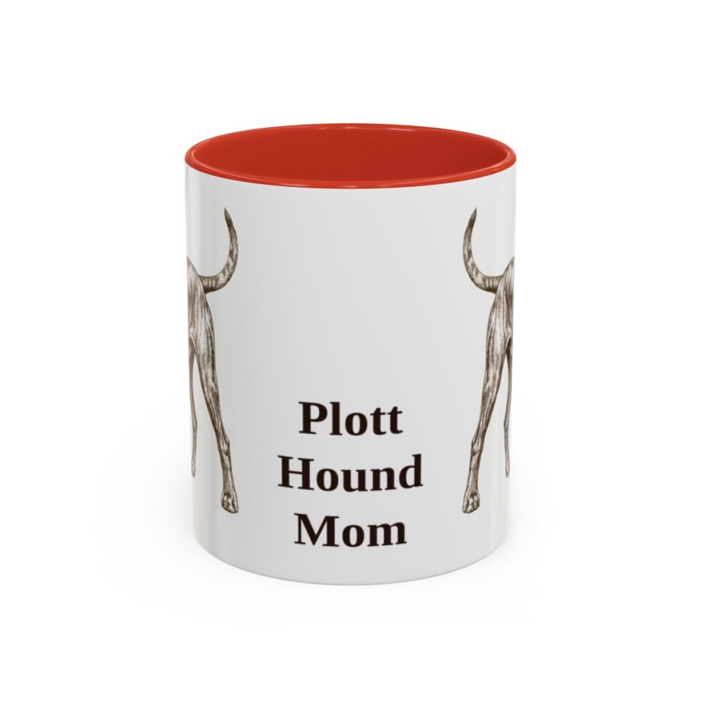 11oz Plott Hound Dog Mom Mug, Red, front view
