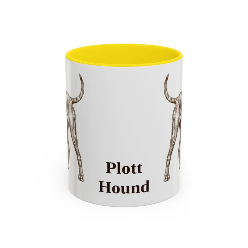 11oz Plott Hound Mug, Yellow, front view