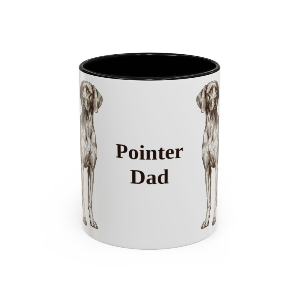 11oz Pointer Dog Dad Mug, Black, front view