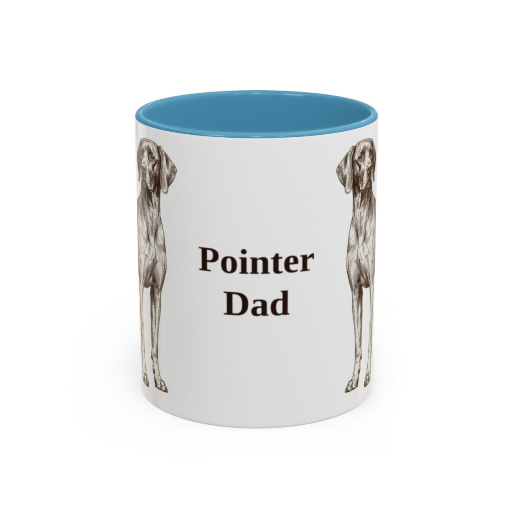 11oz Pointer Dog Dad Mug, Light Blue, front view