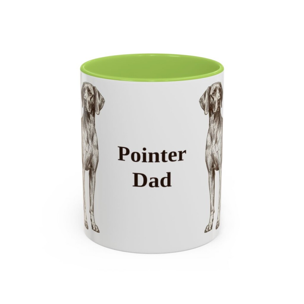 11oz Pointer Dog Dad Mug, Light Green, front view