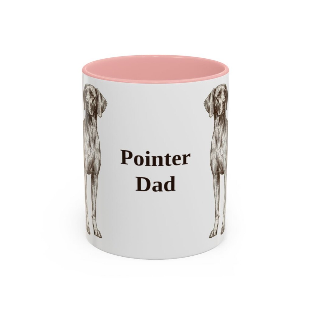 11oz Pointer Dog Dad Mug, Pink, front view