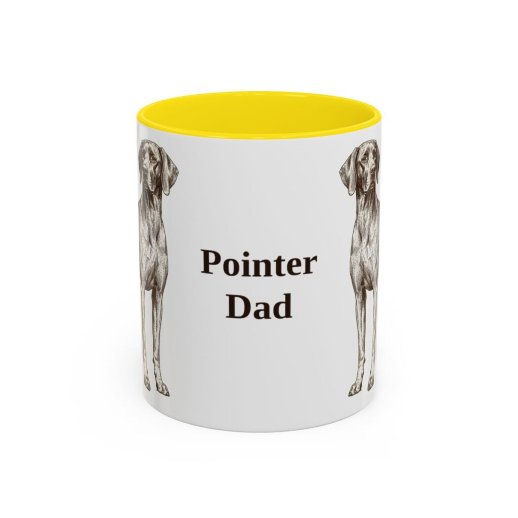 11oz Pointer Dog Dad Mug, Yellow, front view