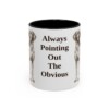 11oz Funny Pointer Mug, Black, front view