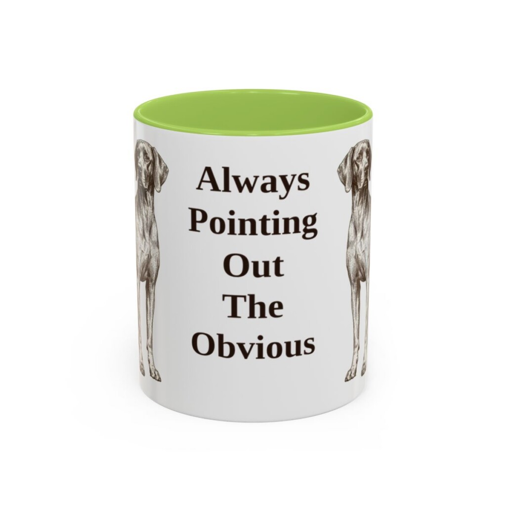 11oz Funny Pointer Mug, Light Green, front view