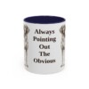 11oz Funny Pointer Mug, Navy, front view