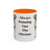 11oz Funny Pointer Mug, Orange, front view