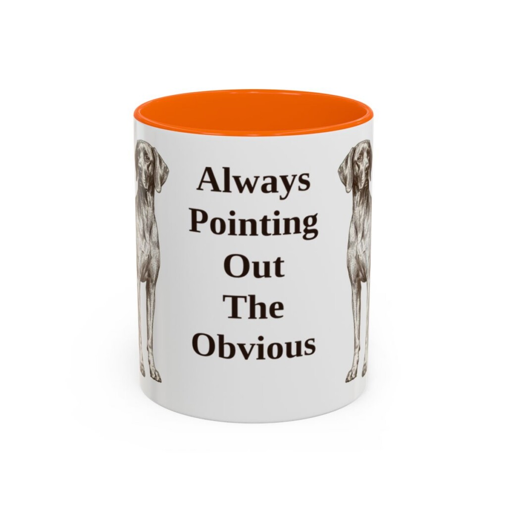 11oz Funny Pointer Mug, Orange, front view