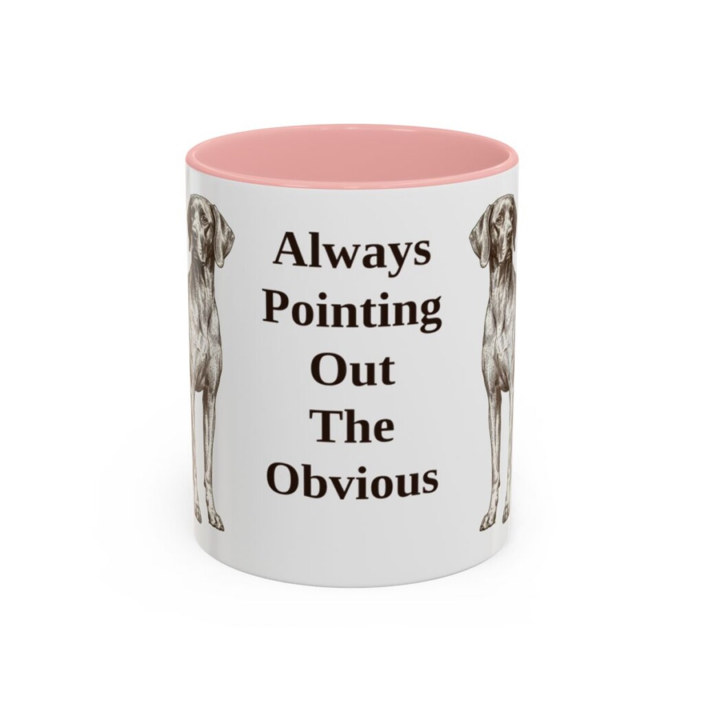 11oz Funny Pointer Mug, Pink, front view