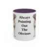 11oz Funny Pointer Mug, Purple, front view