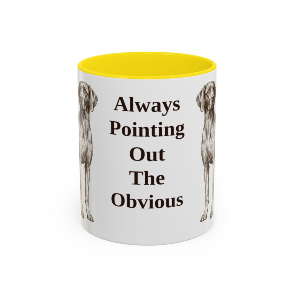 11oz Funny Pointer Mug, Yellow, front view