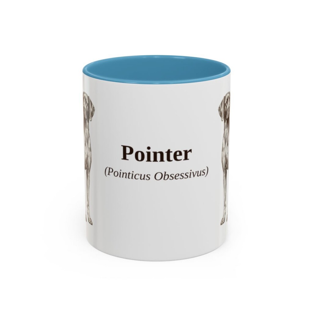11oz Pointer Latin Mug, Light Blue, front view