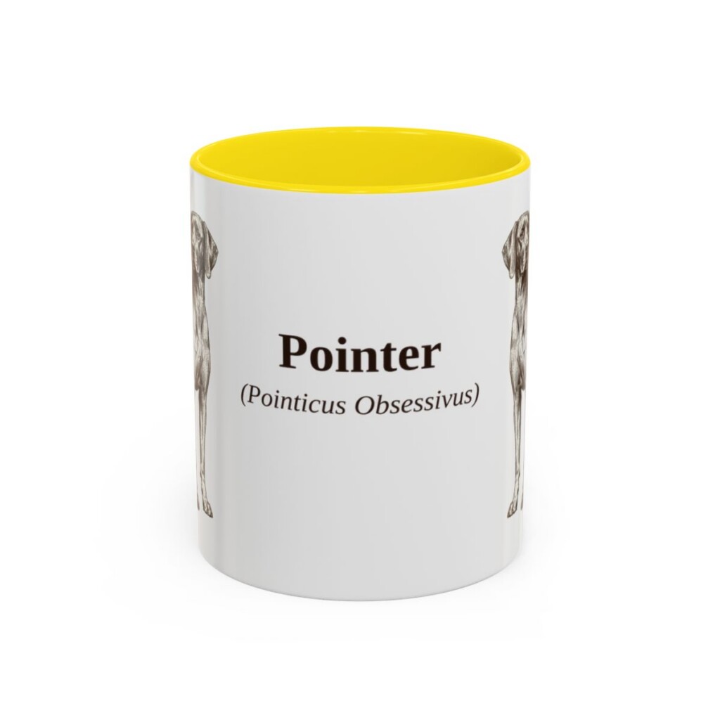 11oz Pointer Latin Mug, Yellow, front view