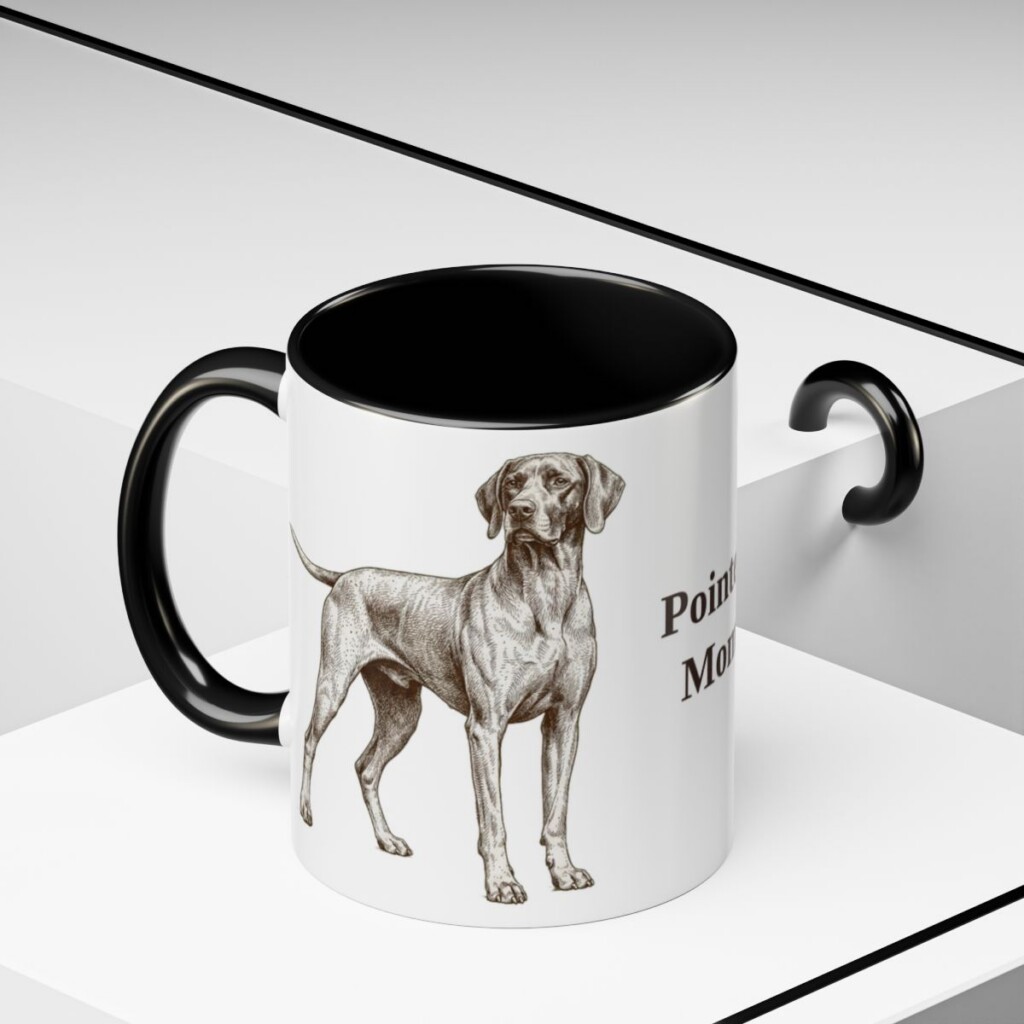 11oz Pointer Dog Mom Mug, Black, lifestyle photo