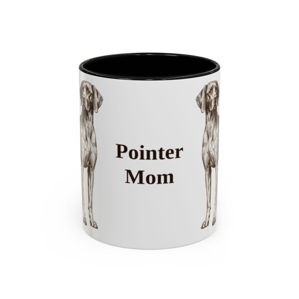 11oz Pointer Dog Mom Mug, Black, front view