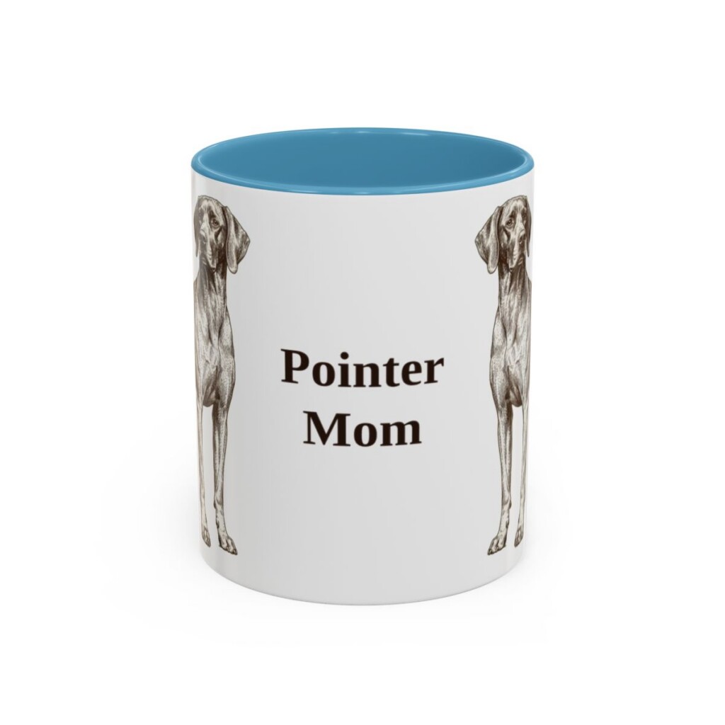 11oz Pointer Dog Mom Mug, Light Blue, front view