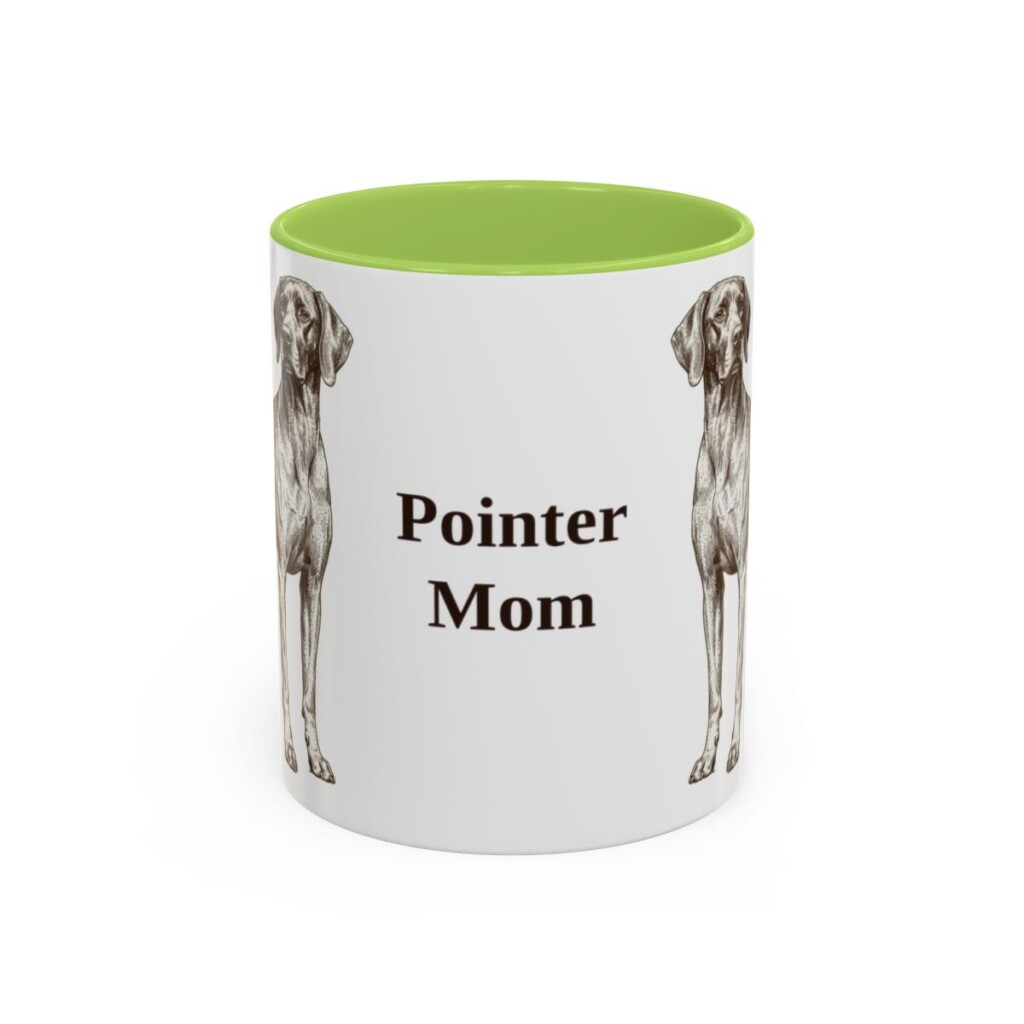 11oz Pointer Dog Mom Mug, Light Green, front view