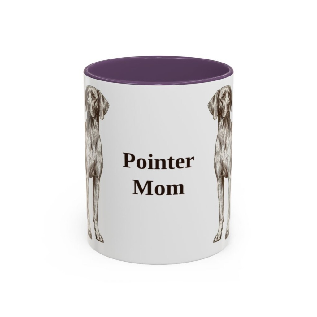 11oz Pointer Dog Mom Mug, Purple, front view