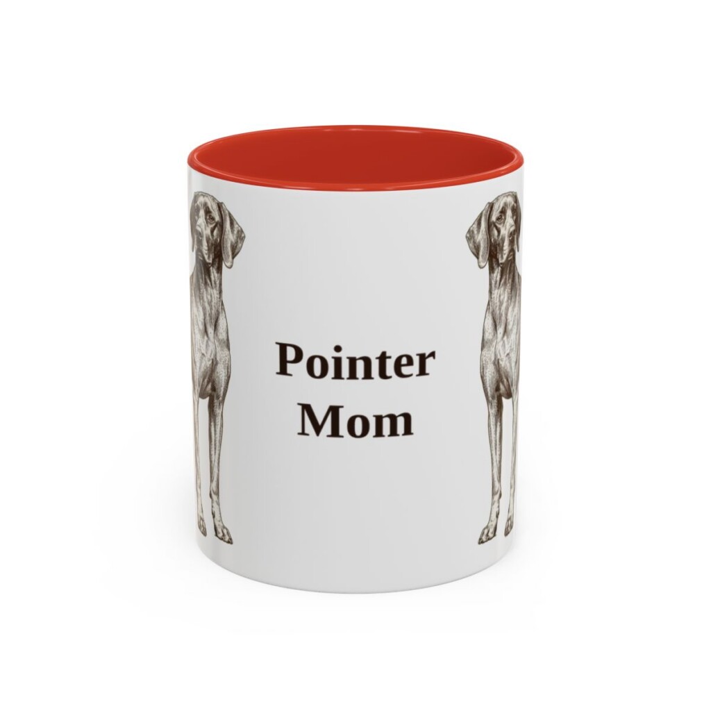 11oz Pointer Dog Mom Mug, Red, front view