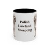 11oz Polish Lowland Sheepdog Mug, Black, front view