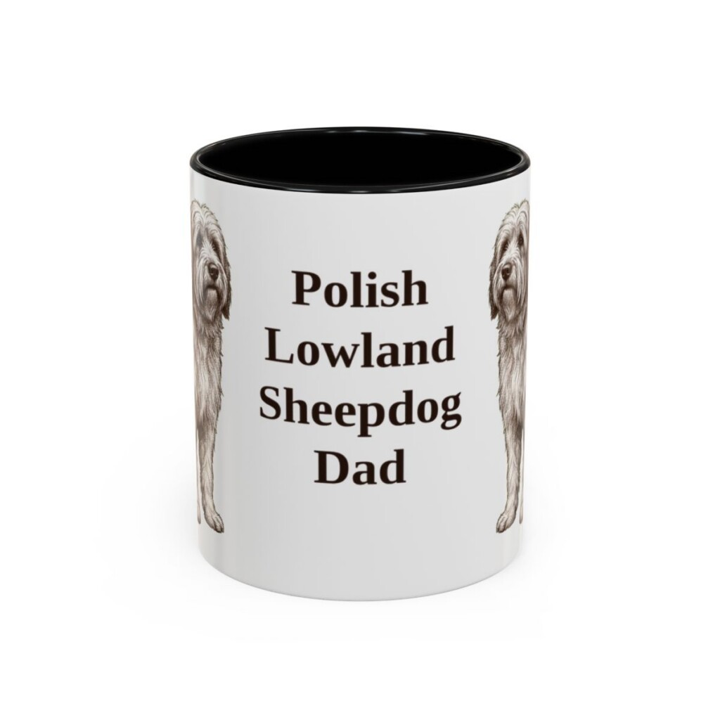 11oz Polish Lowland Sheepdog Dog Dad Mug, Black, front view