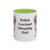 11oz Polish Lowland Sheepdog Dog Dad Mug, Light Green, front view