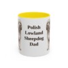 11oz Polish Lowland Sheepdog Dog Dad Mug, Yellow, front view