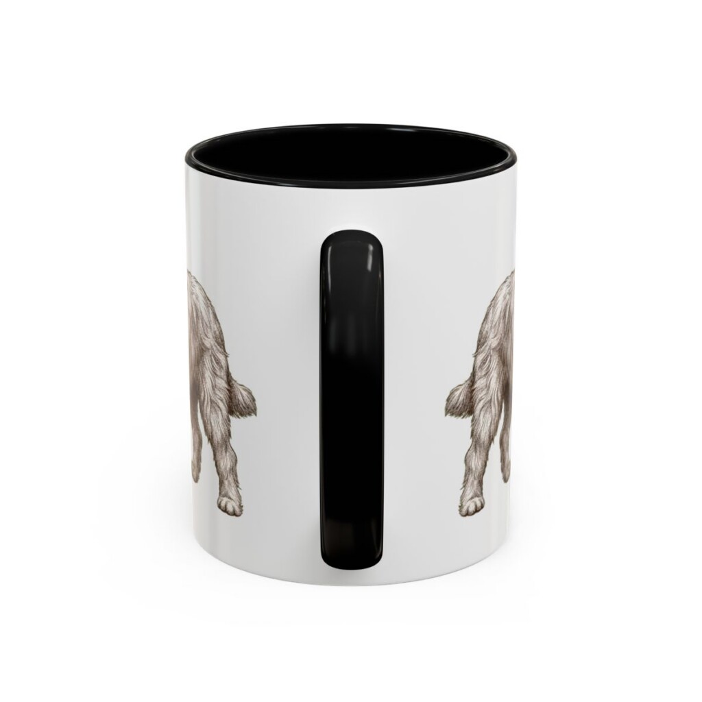 11oz Funny Polish Lowland Sheepdog Mug, Black, back view