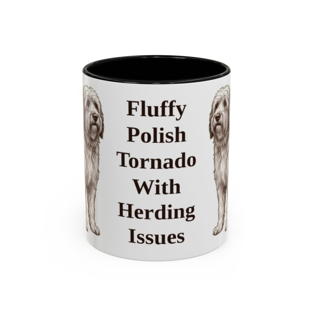 11oz Funny Polish Lowland Sheepdog Mug, Black, front view